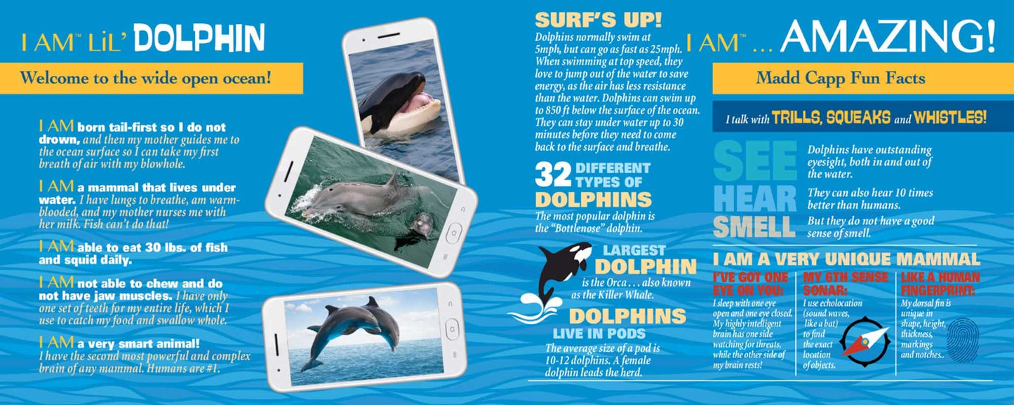Madd Capp Puzzles Jr. I AM Lil’ Dolphin — 100 Pieces — Animal-Shaped Jigsaw Puzzle for Ages 5+
