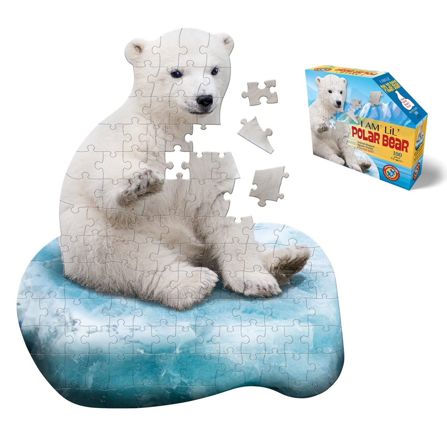 Madd Capp Puzzles Jr. I AM Lil’ Polar Bear – 100-Piece Animal-Shaped Puzzle