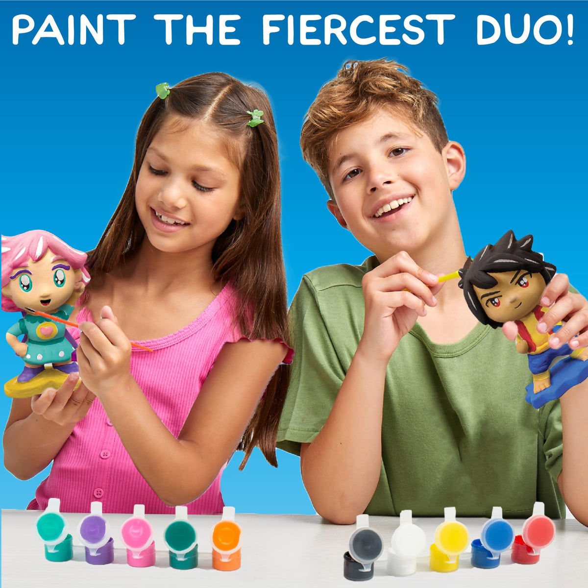 Made By Me Anime Figurines Painting Kit — 2 Piece Ceramic Duo for Creative Play