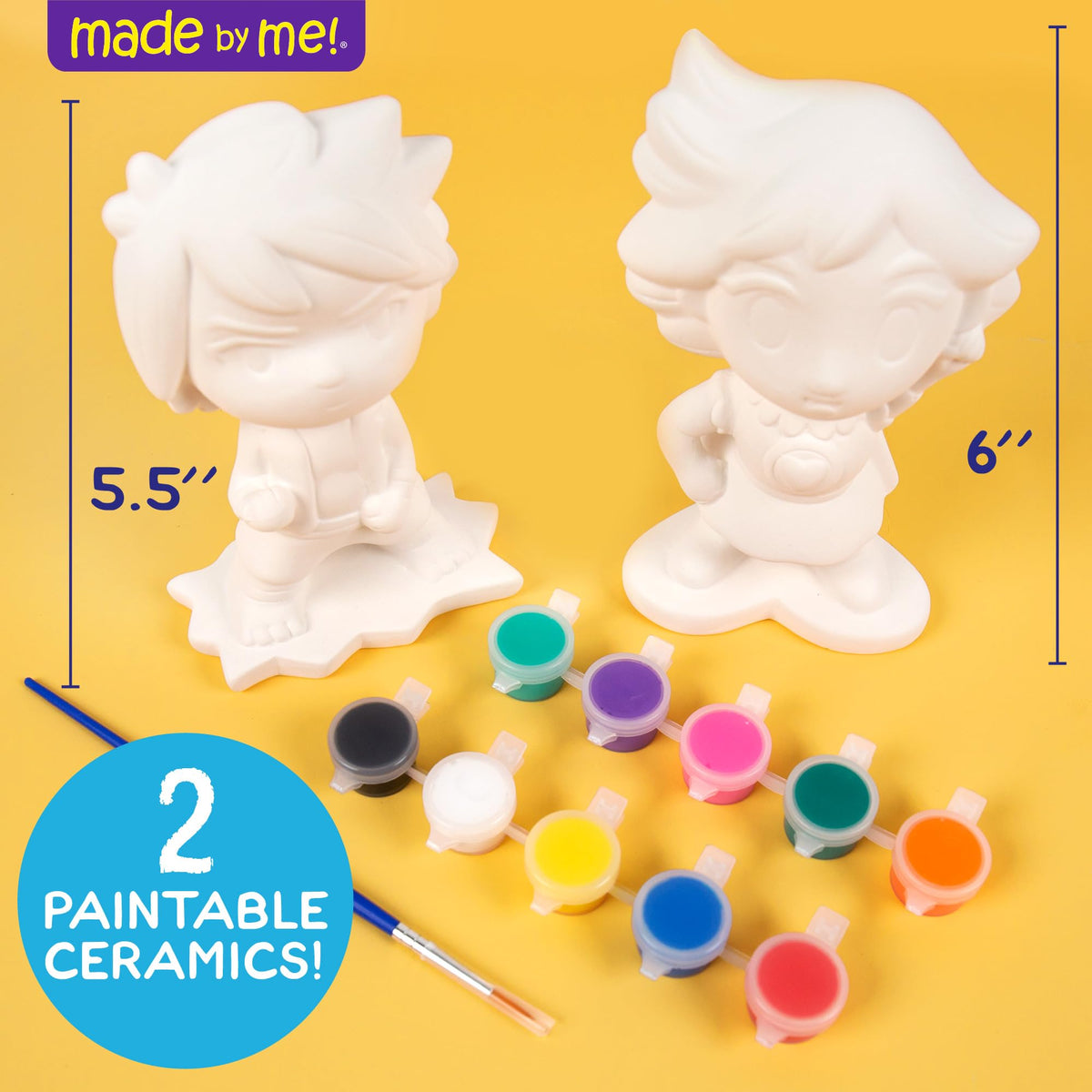 Made By Me Anime Figurines Painting Kit — 2 Piece Ceramic Duo for Creative Play