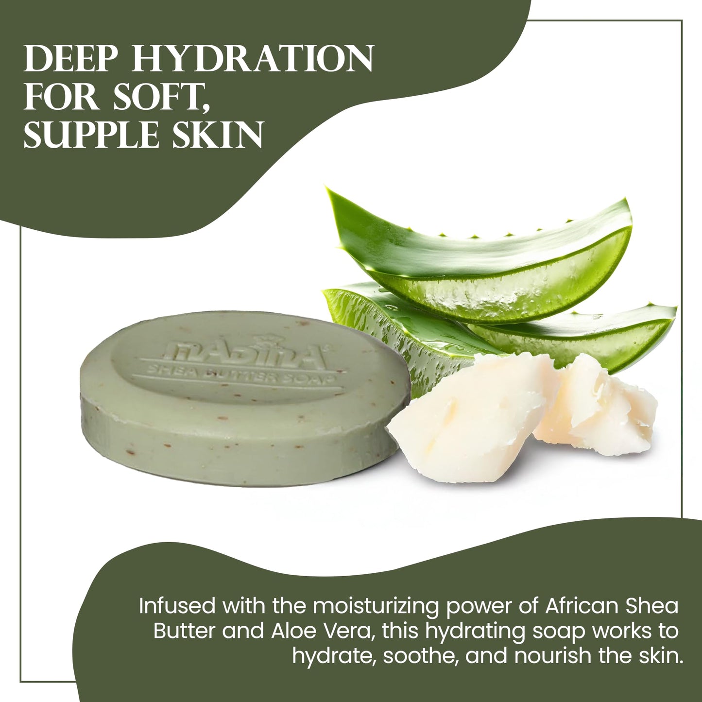 Madina African Black Soap Bar – Shea Butter & Aloe, 6-Pack (3.5 oz Each) | Gentle Hydration & Mild Exfoliation for All Skin Types