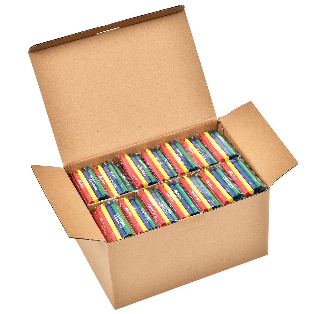 Madisi Crayons Bulk Pack: 1000 Crayons, 250 Packs of 4, Classroom Ready