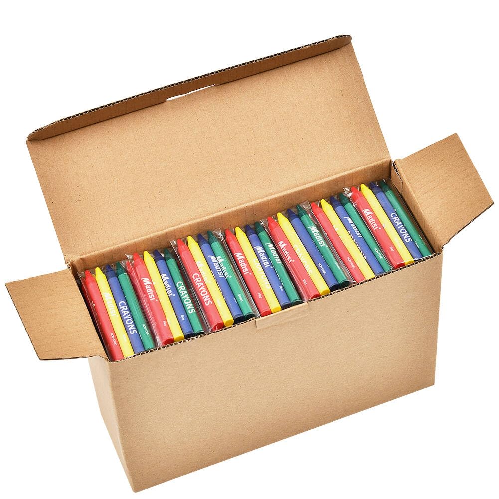 Madisi Crayons Bulk Pack – 600 Count, 4 Colors, 150 Packs (Classroom Ready)