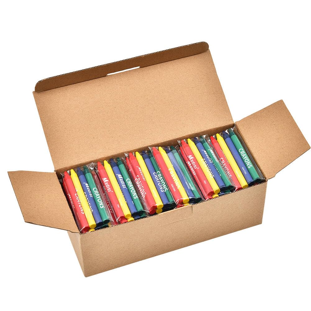 Madisi Crayons Bulk Pack – 240 Count, 60 Packs of 4 Colors for Classrooms