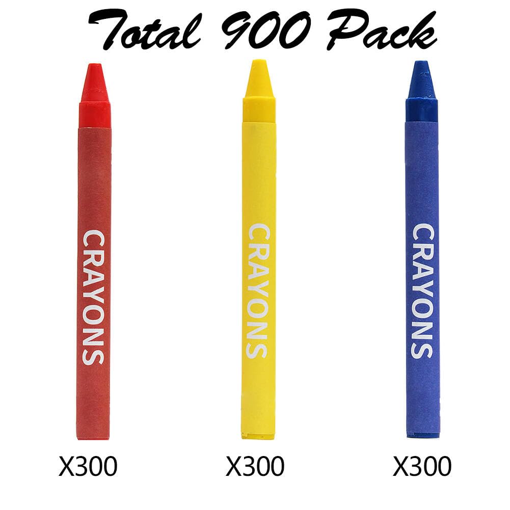 Madisi Crayons Bulk Pack – 900 Count, 3 Colors, 300 Packs for Classrooms