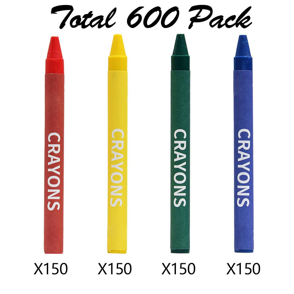 Madisi Crayons Bulk Pack – 600 Count, 4 Colors, 150 Packs (Classroom Ready)