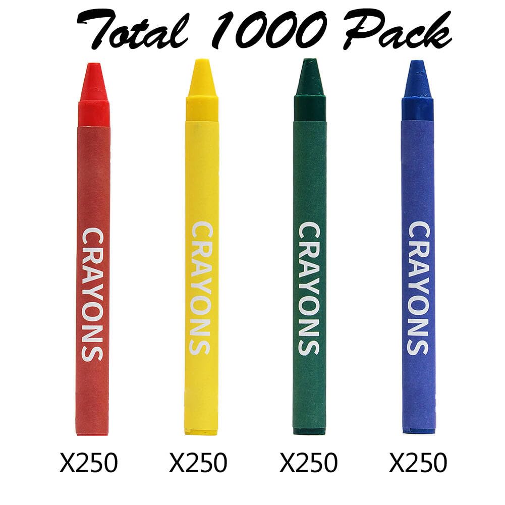 Madisi Crayons Bulk Pack: 1000 Crayons, 250 Packs of 4, Classroom Ready