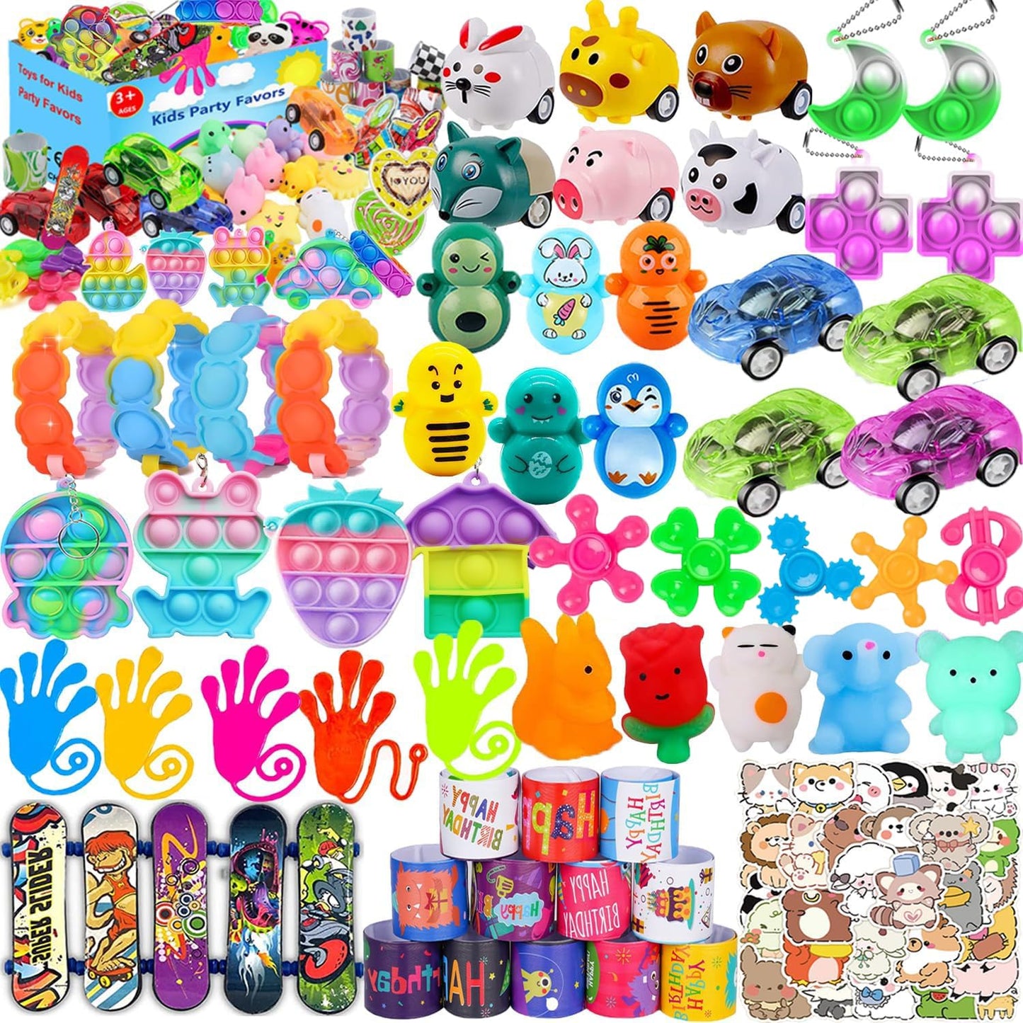 Maegawa 117 Pcs Party Favors for Kids 4-8 | Pop Fidget Toys & Prizes