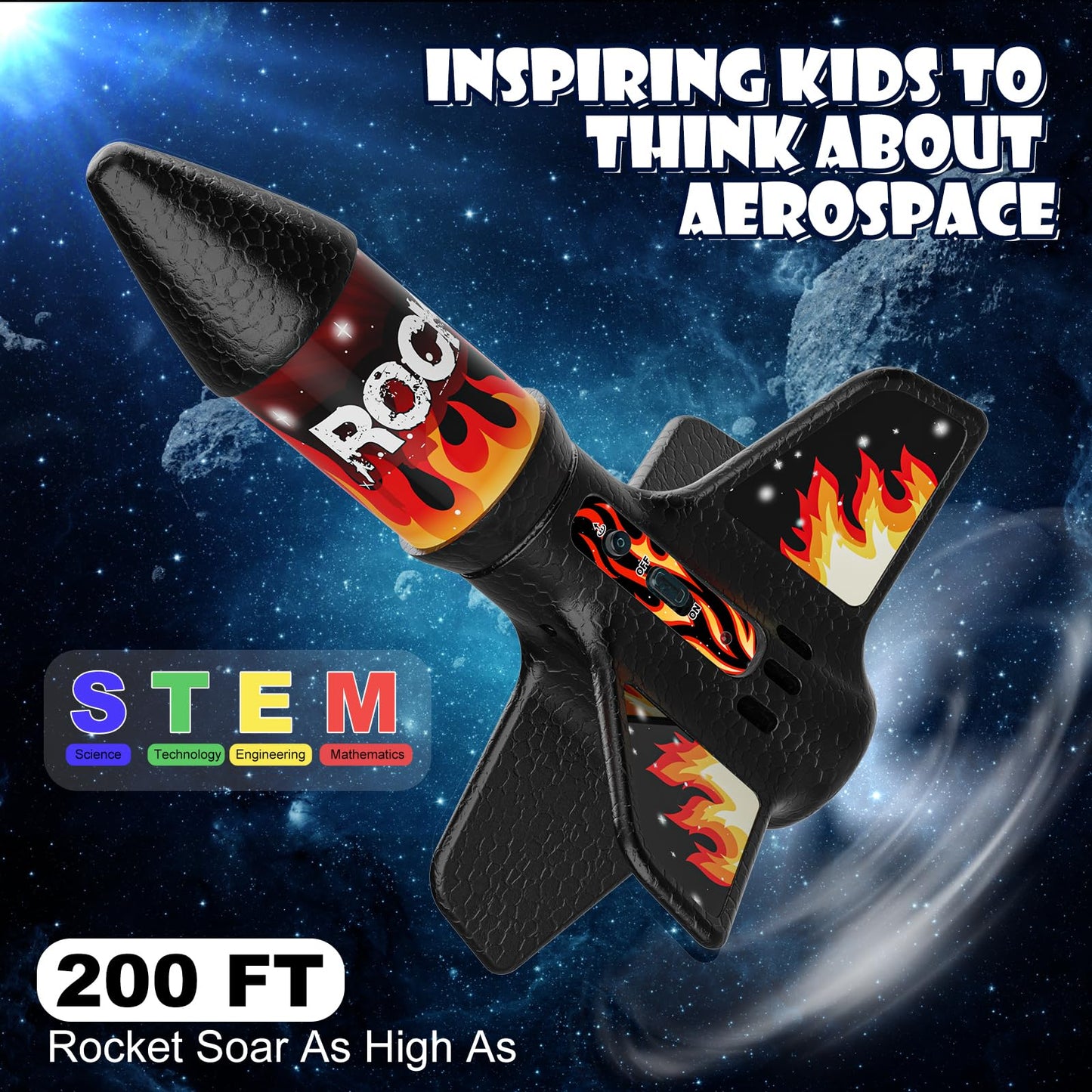 Mafbeanl Rocket Launcher for Kids – Self-Launching Rocket Toy with LED Night Launch