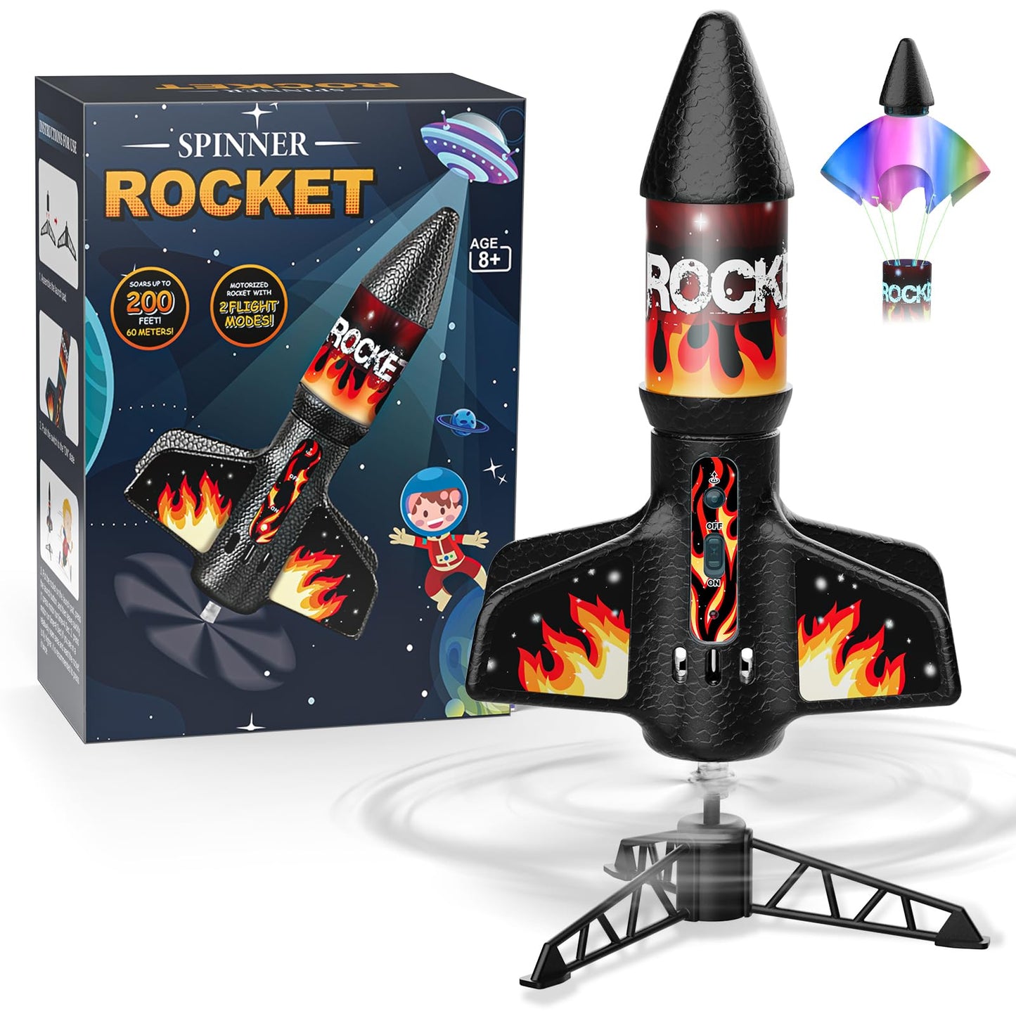 Mafbeanl Rocket Launcher for Kids – Self-Launching Rocket Toy with LED Night Launch