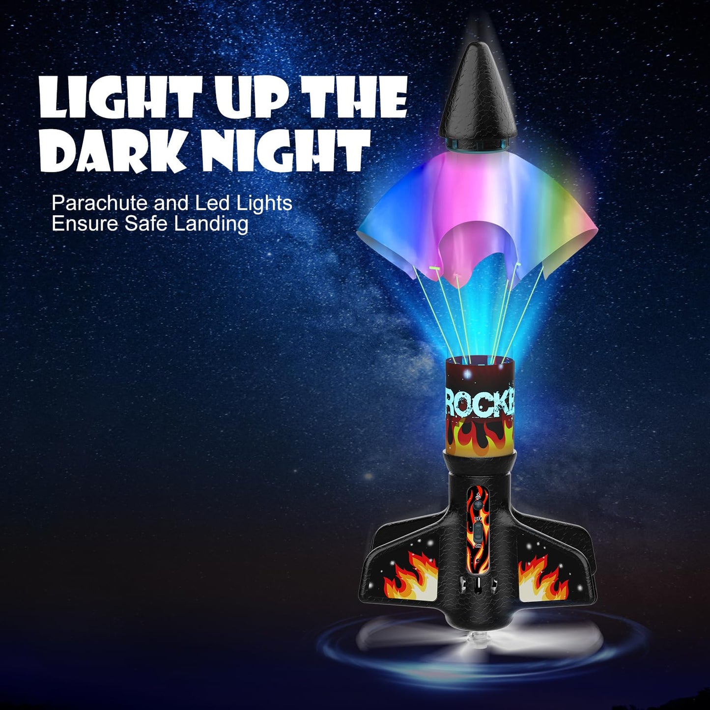 Mafbeanl Rocket Launcher for Kids – Self-Launching Rocket Toy with LED Night Launch