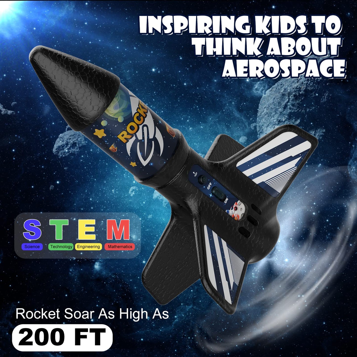 Mafbeanl Rocket Launcher for Kids – Self-Launching Air Rocket Toy Up to 200 ft
