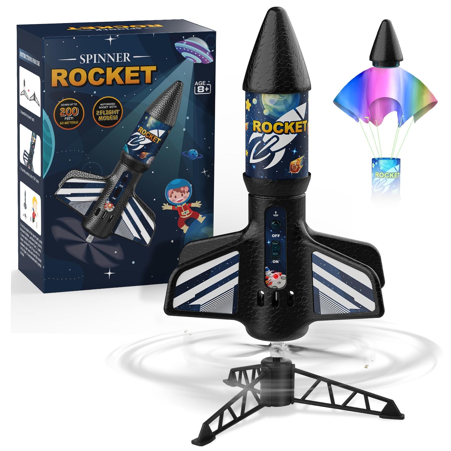 Mafbeanl Rocket Launcher for Kids – Self-Launching Air Rocket Toy Up to 200 ft