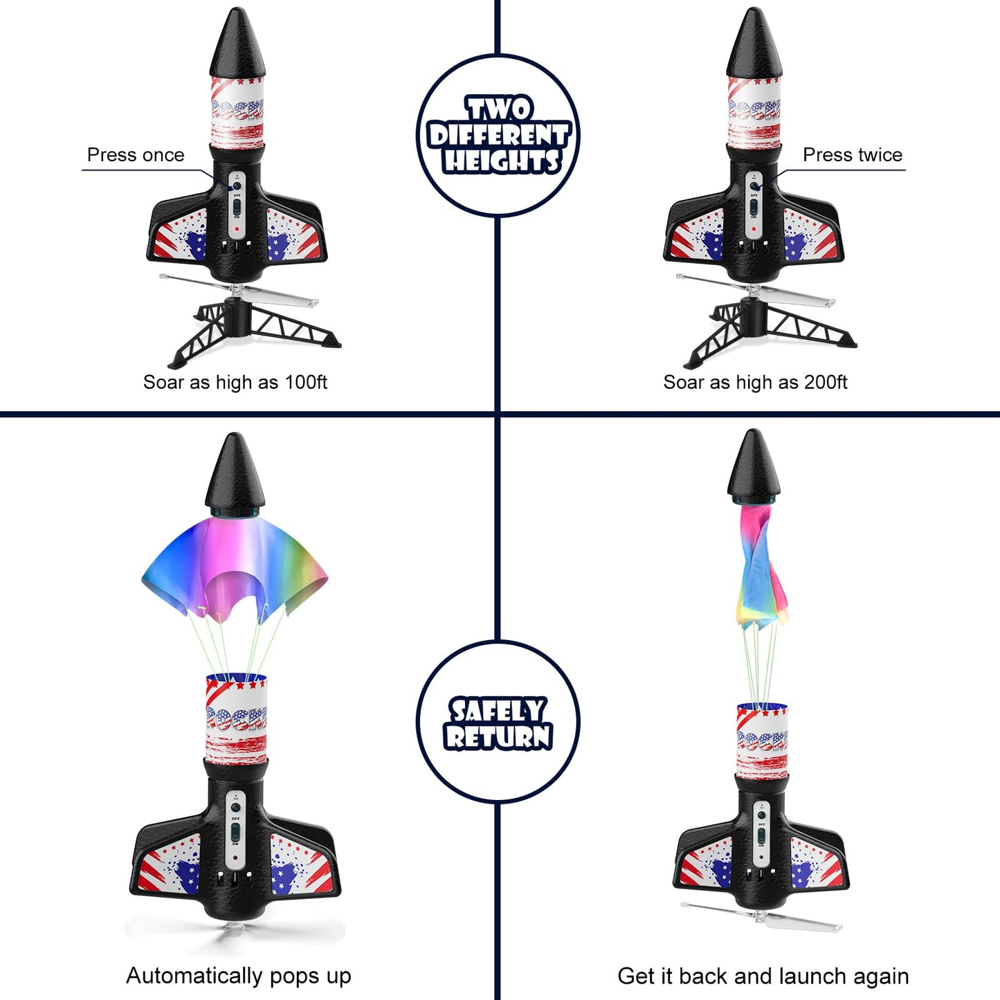 Mafbeanl Rocket Launcher for Kids – Self-Launching Motorized Air Rocket Toy (Ages 8–12)