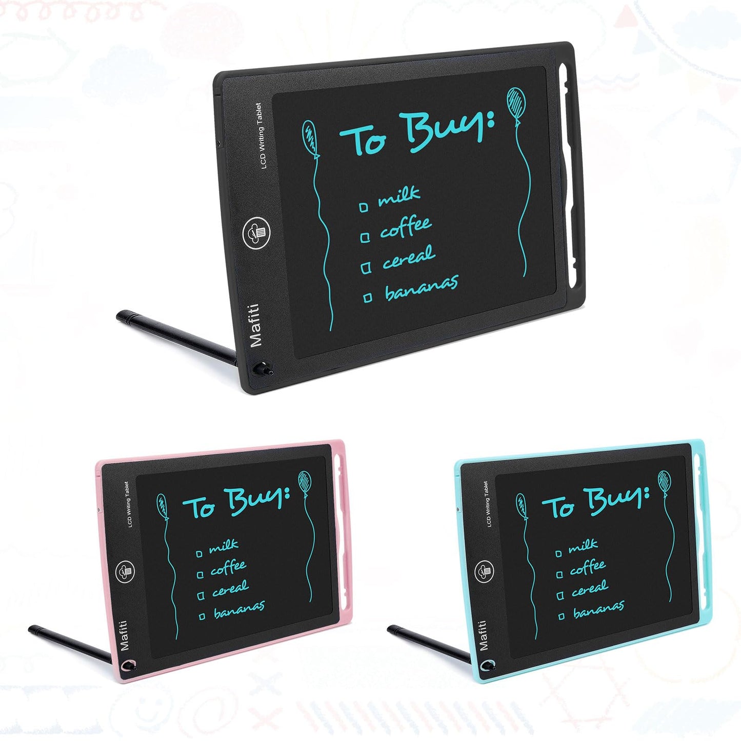 Mafiti 3 Pack LCD Writing Tablet 8.5-Inch - Kids Doodle Board, Portable Ewriter Gift Set