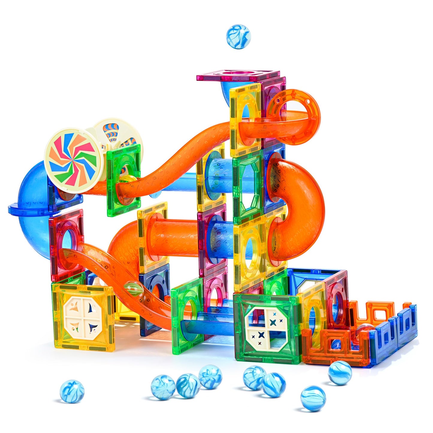 MAGBLOCK 85Pcs Marble Run Magnetic Tiles – STEM Educational Building Blocks for Kids 5+