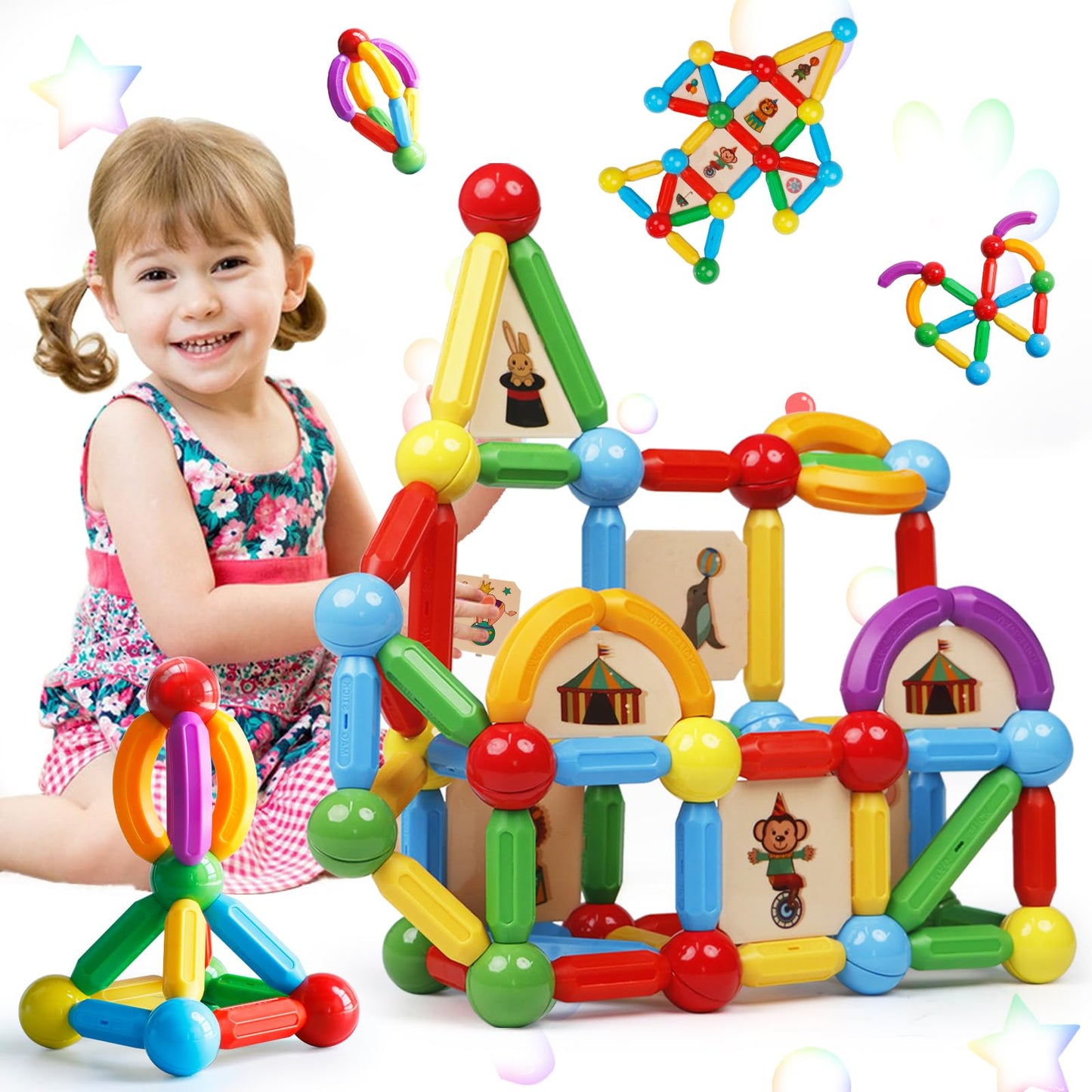 MAGBLOCK 90PCS Magnetic Building Sticks Toy – STEM Learning & Creative Play for Kids