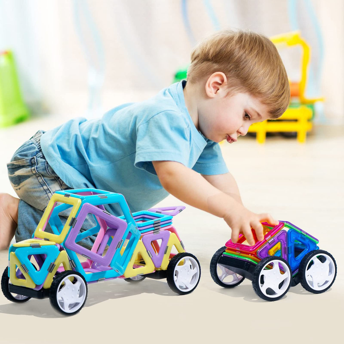 MAGBLOCK 4-Piece Wheels Set for Hole Magnetic Blocks – Compatible Wheels Bases for Kids