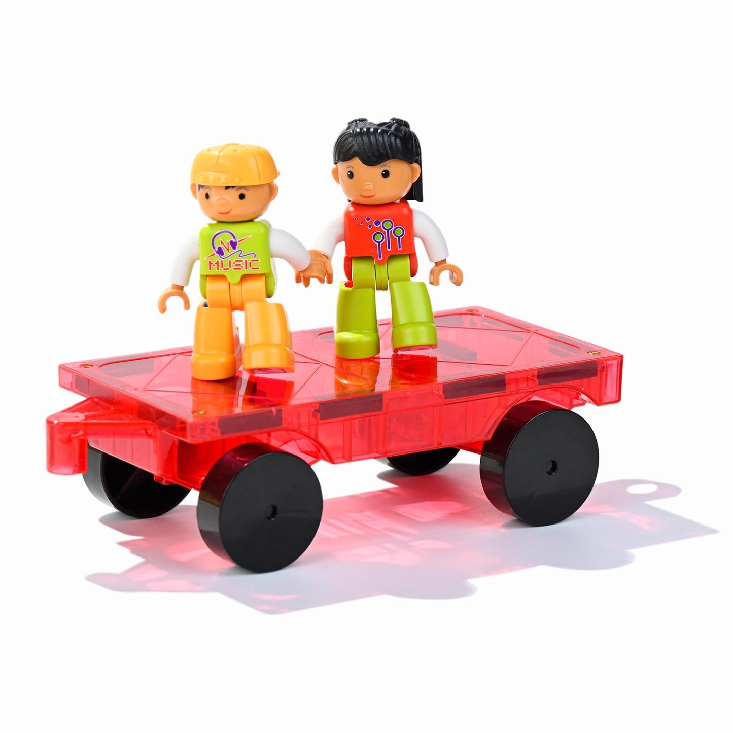 MAGBLOCK 1-Piece Car & 2-Piece Figures for Magnetic Tiles | STEM Toy