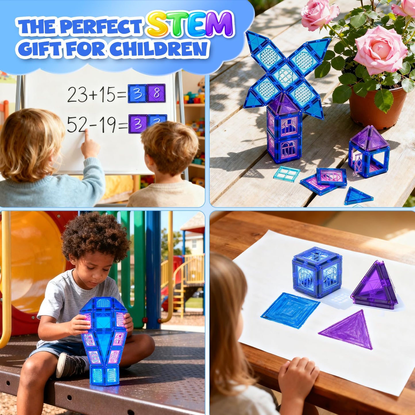 MAGBLOCK Magnetic Tiles Set | 102-Piece STEM Building Toys for Kids 3-8