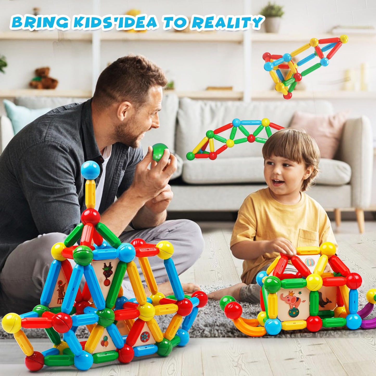 MAGBLOCK 90PCS Magnetic Building Sticks Toy – STEM Learning & Creative Play for Kids