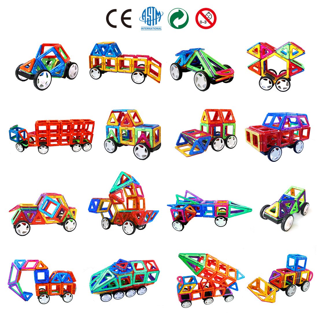 MAGBLOCK 4-Piece Wheels Set for Hole Magnetic Blocks – Compatible Wheels Bases for Kids