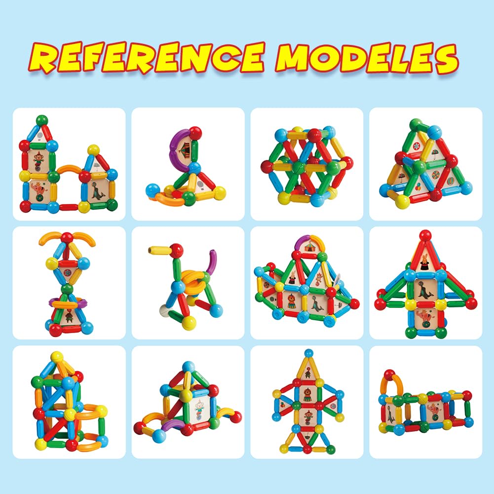 MAGBLOCK 90PCS Magnetic Building Sticks Toy – STEM Learning & Creative Play for Kids