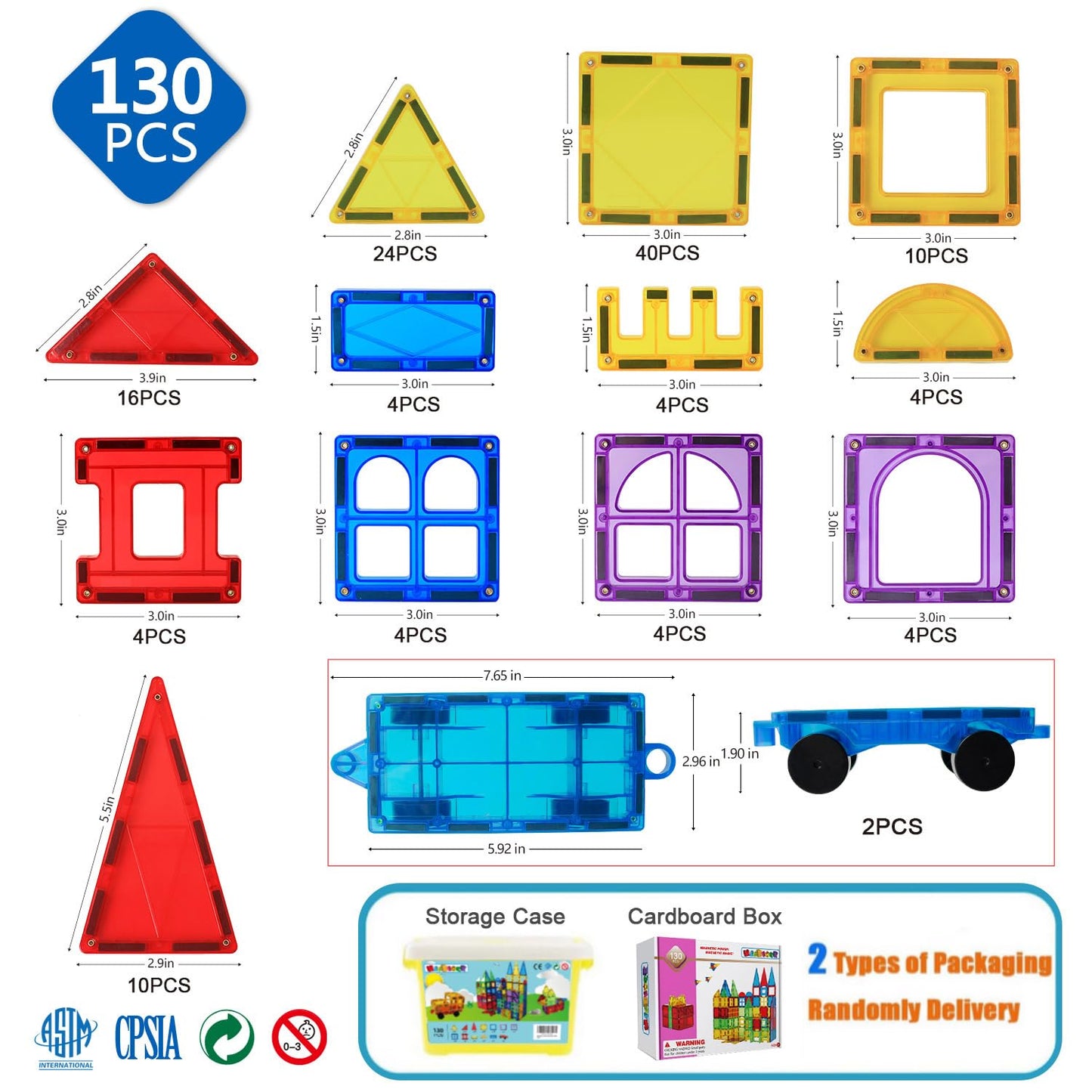 MAGBLOCK Magnetic Tiles – 130-Piece Building Set for Kids Aged 4-8 | STEM Educational Toy