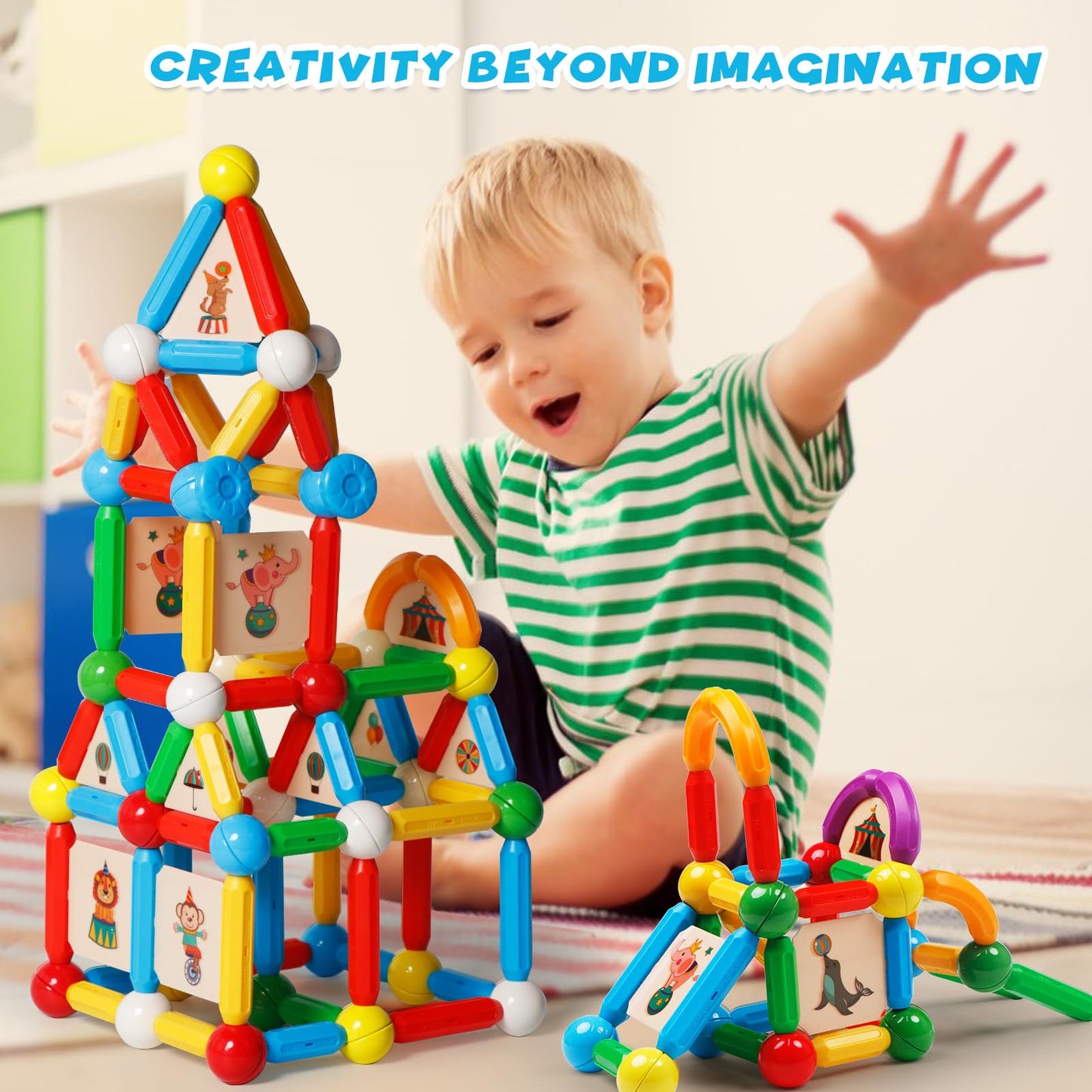 MAGBLOCK 90PCS Magnetic Building Sticks Toy – STEM Learning & Creative Play for Kids