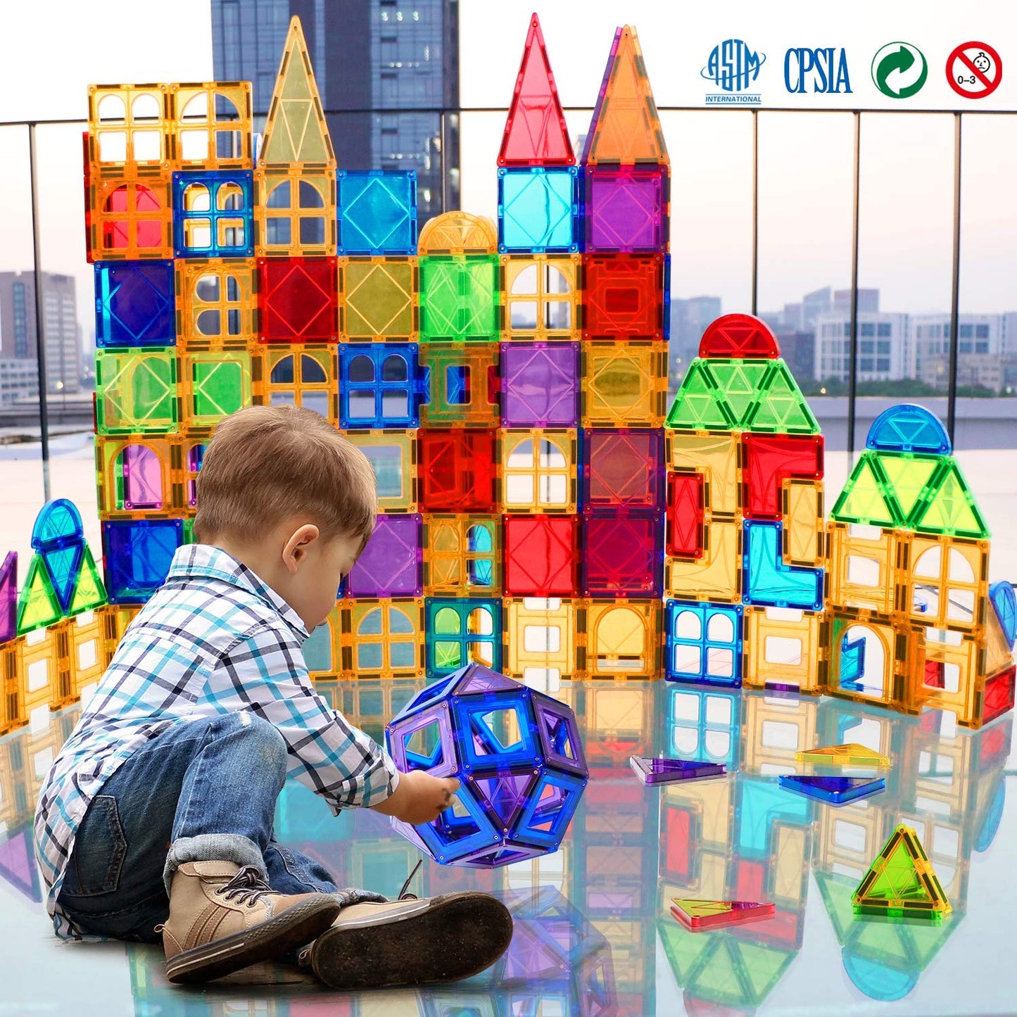 MAGBLOCK Magnetic Tiles – 130-Piece Building Set for Kids Aged 4-8 | STEM Educational Toy