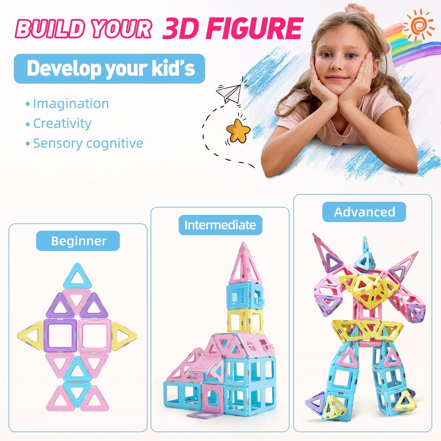 MAGBLOCK Magnetic Building Tiles Set — 103-Piece STEM Toy for Kids Aged 3–8+