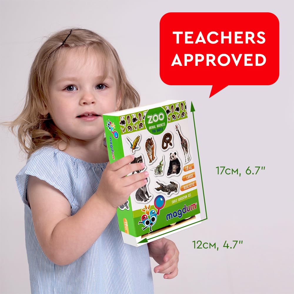 MAGDUM 19 Fridge Magnets for Toddlers – Zoo Animal Magnets for Refrigerator