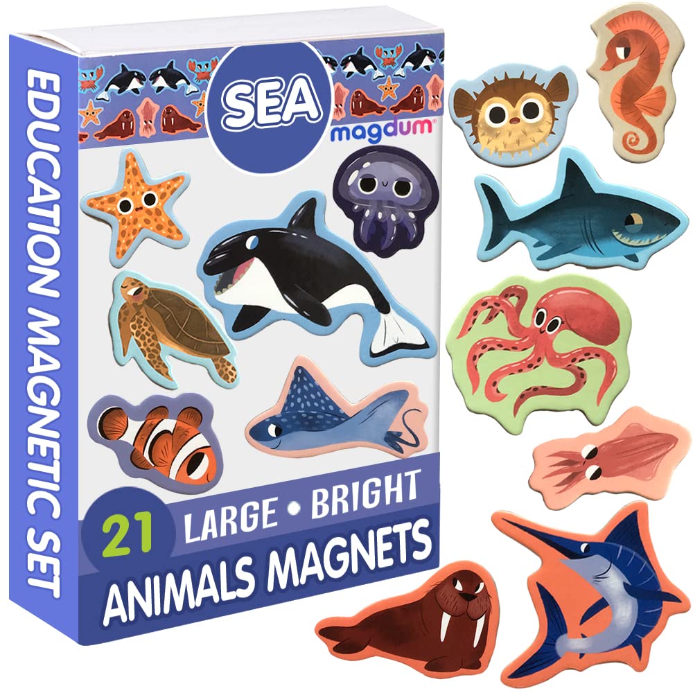 Magdum Sea Animals Magnets for Kids – Large Fridge Magnets & Educational Play Theatre