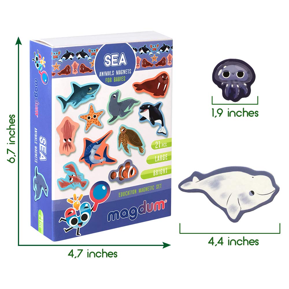 Magdum Sea Animals Magnets for Kids – Large Fridge Magnets & Educational Play Theatre