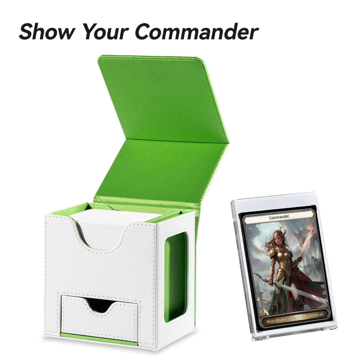 Mage Tech Card Deck Box for MTG Commander – 100 Double-Sleeved Capacity & Commander Display