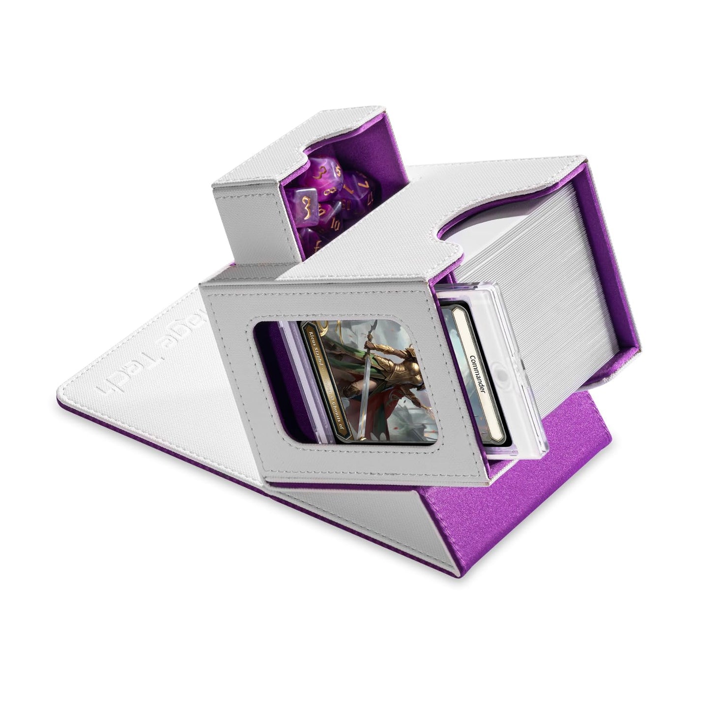 Mage Tech Card Deck Box for MTG Commander | 100 Double-Sleeve Capacity, Commander Display, Dice Tray