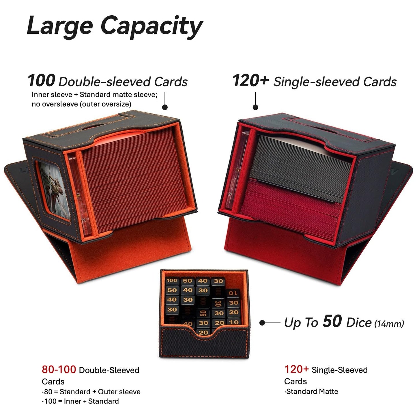 Mage Tech Card Deck Box for MTG Commander – Patented Design, 100 Double-Sleeved Cards, 35pt Card Brick & Dice Tray, Blue/Green