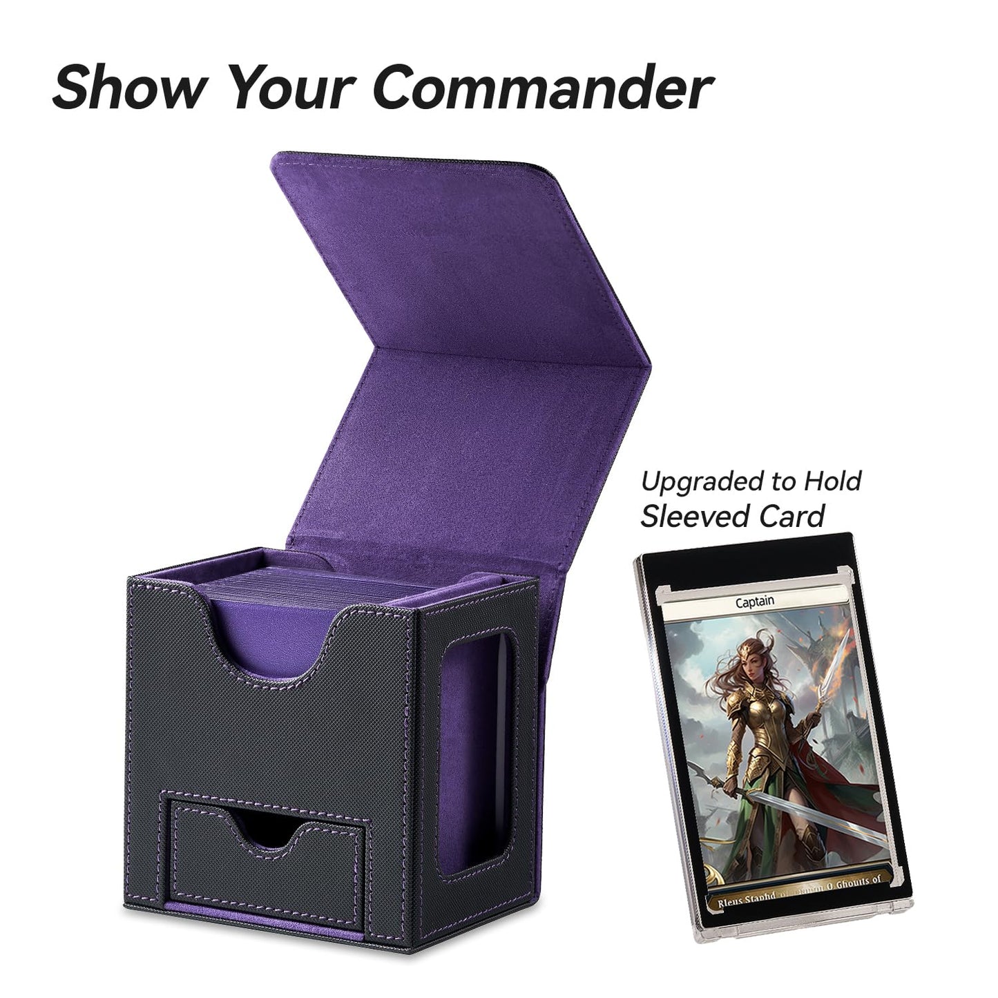 Mage Tech Card Deck Box for MTG Commander — 100 Double-Sleeve Capacity, 35pt Holder, Dice Tray, Magnetic Closure