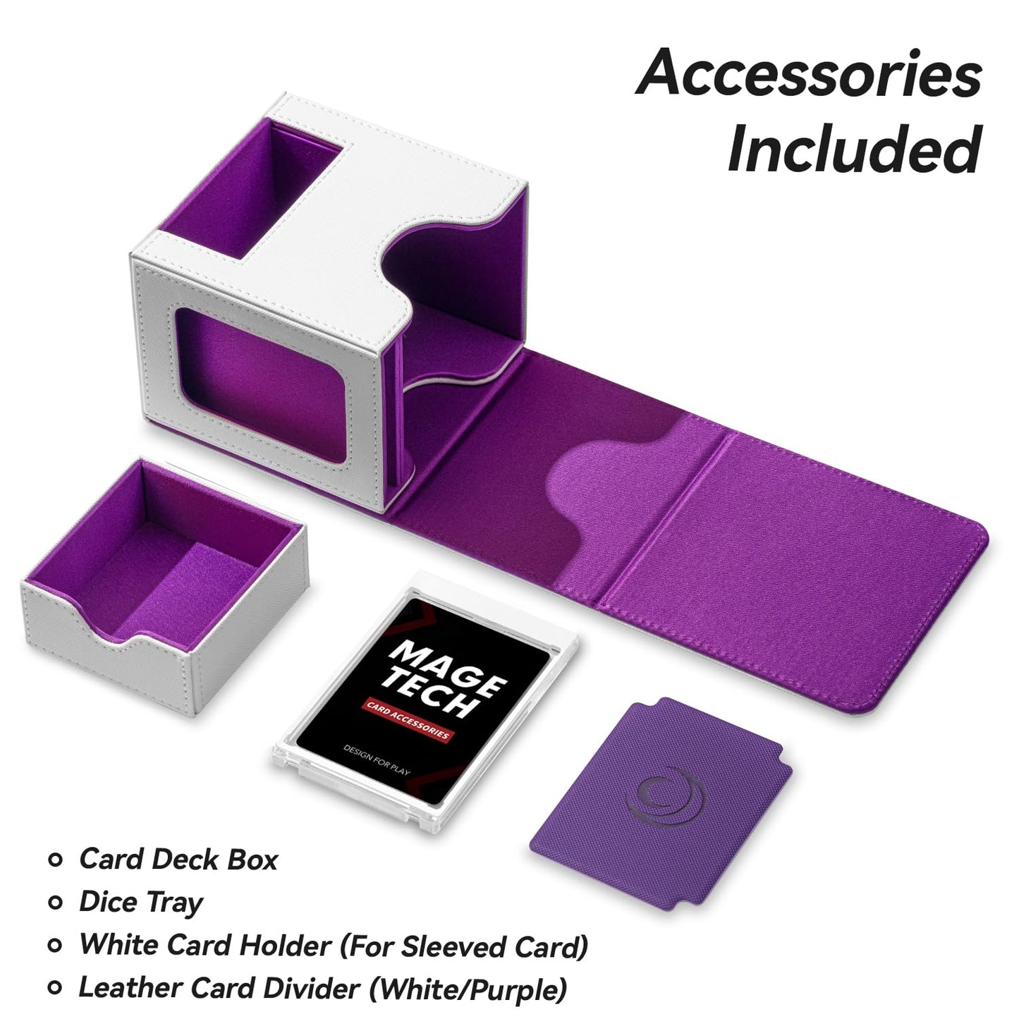 Mage Tech Card Deck Box for MTG Commander | 100 Double-Sleeve Capacity, Commander Display, Dice Tray