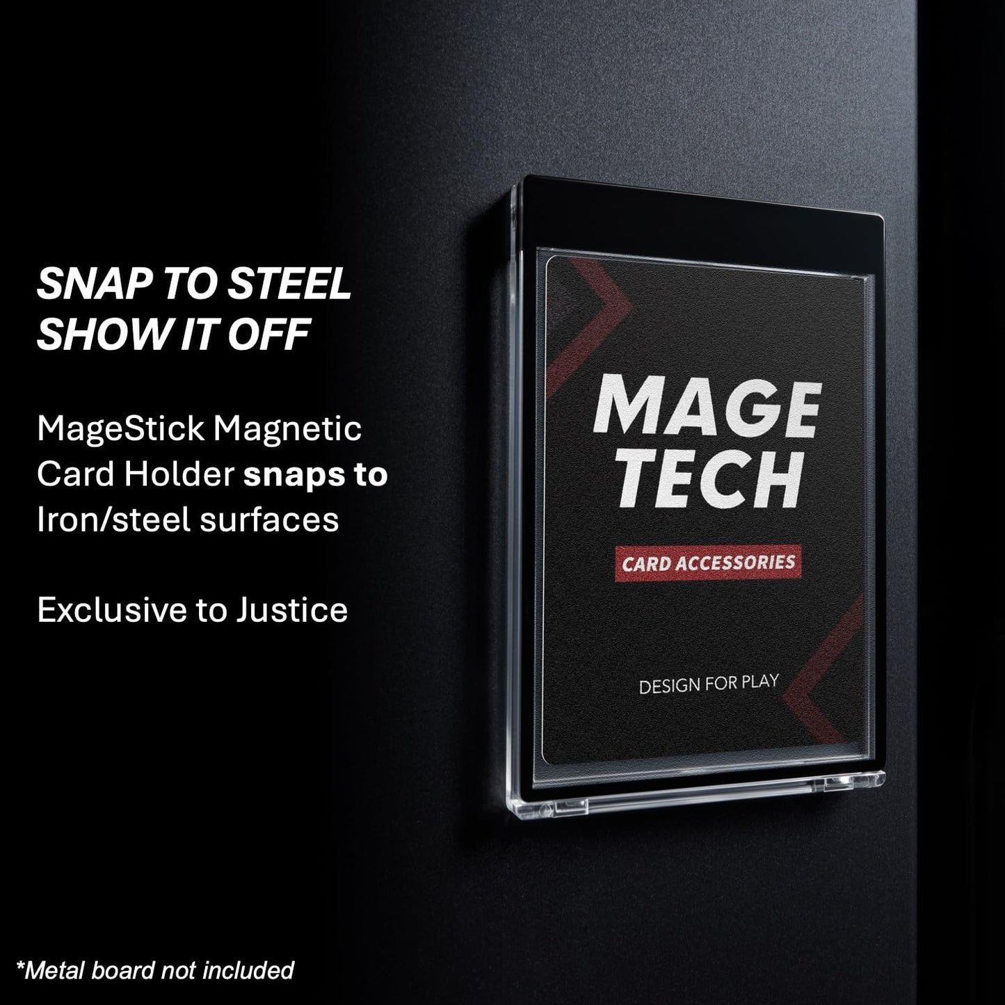 Mage Tech Card Deck Box for MTG Commander – Patented Design, Commander Display, 100 Double-Sleeved Cards, 35pt Holder, Dice Tray, Justice Black