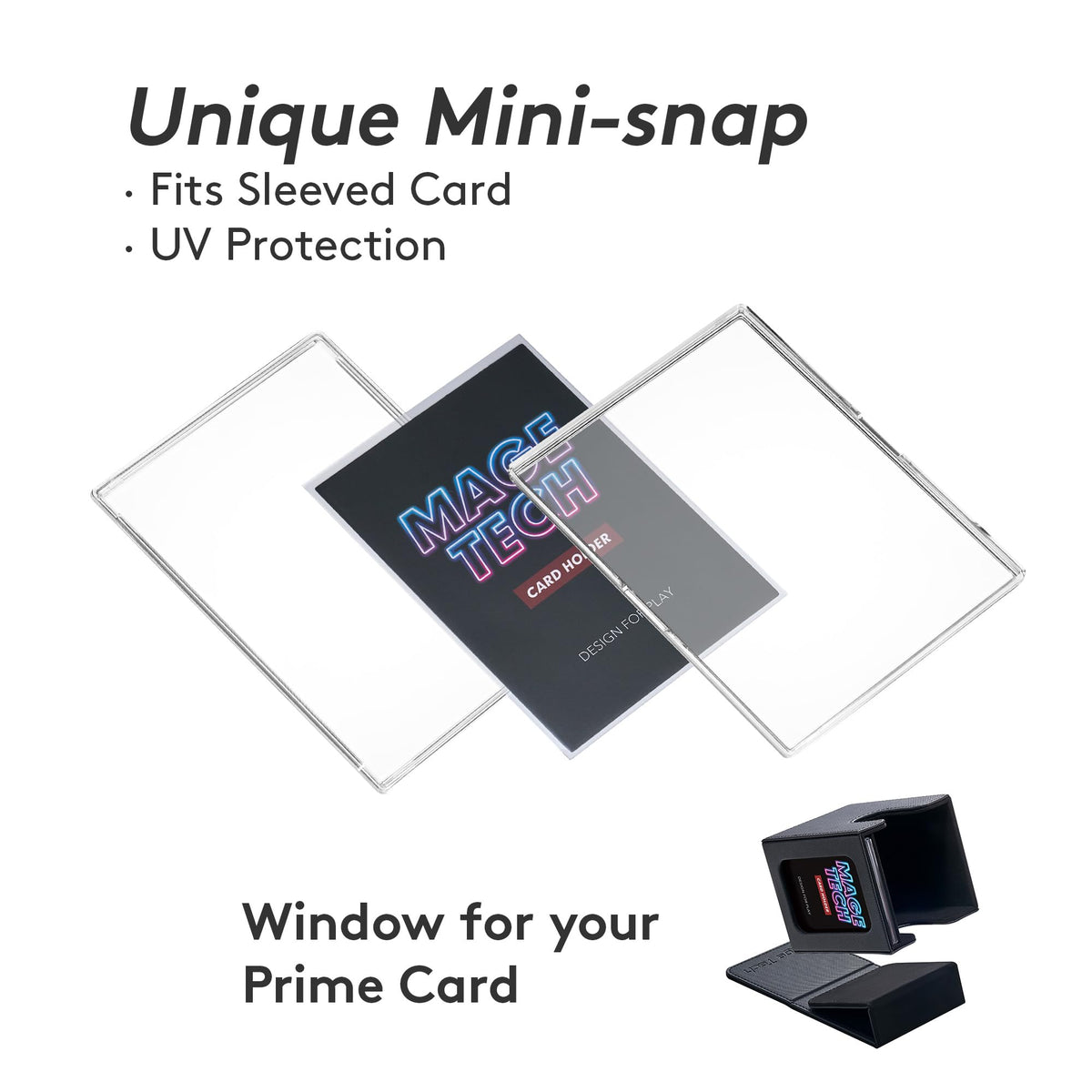 Mage Tech Commander Deck Box Lite – 100+ Card Display with Mini Snap Window & Removable Cover (Black)