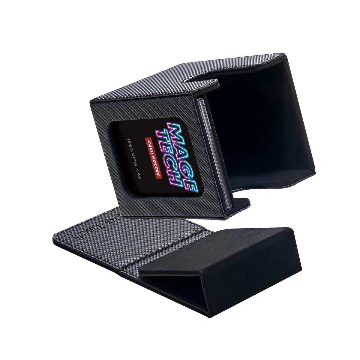Mage Tech Commander Deck Box Lite – 100+ Card Display with Mini Snap Window & Removable Cover (Black)