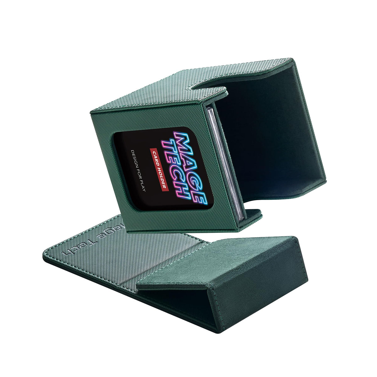 Mage Tech Commander Deck Box Lite – 100+ Cards, Mini Snap Display, Removable Cover (Green)