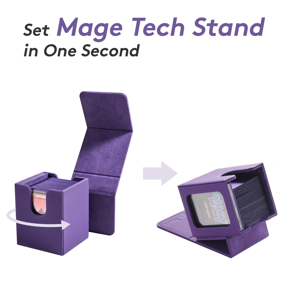 Mage Tech Commander Deck Box Lite – 100+ Cards, Mini Snap Display, Removable Cover (Green)