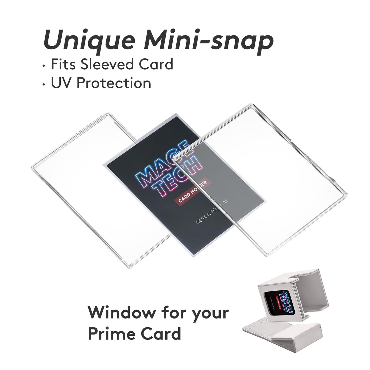 Mage Tech Commander Deck Box Lite – Display Window, Removable Lid, 100+ Sleeved Cards (White)