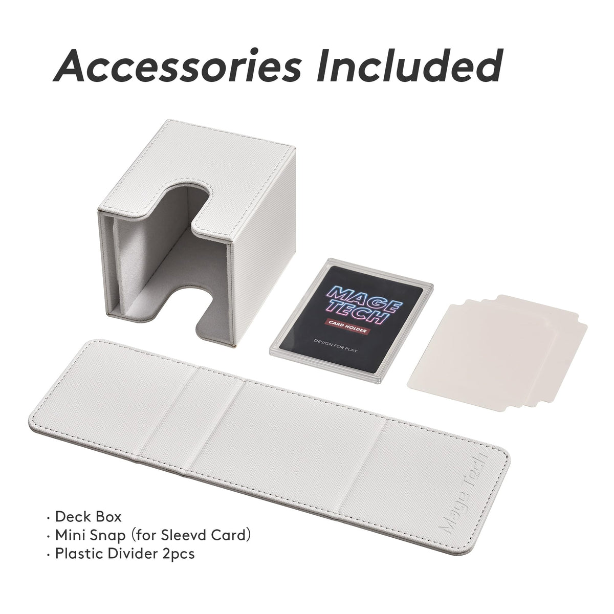 Mage Tech Commander Deck Box Lite – Display Window, Removable Lid, 100+ Sleeved Cards (White)