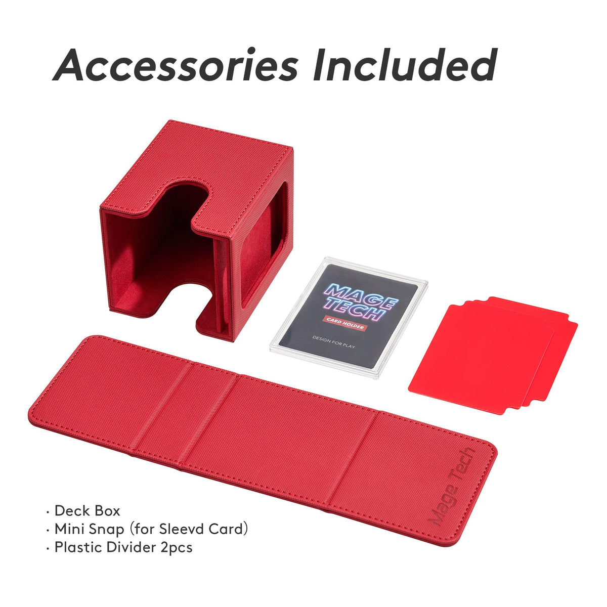 Mage Tech Commander Deck Box Lite - Display Window, Removable Lid, 100+ Sleeved Cards (Red)