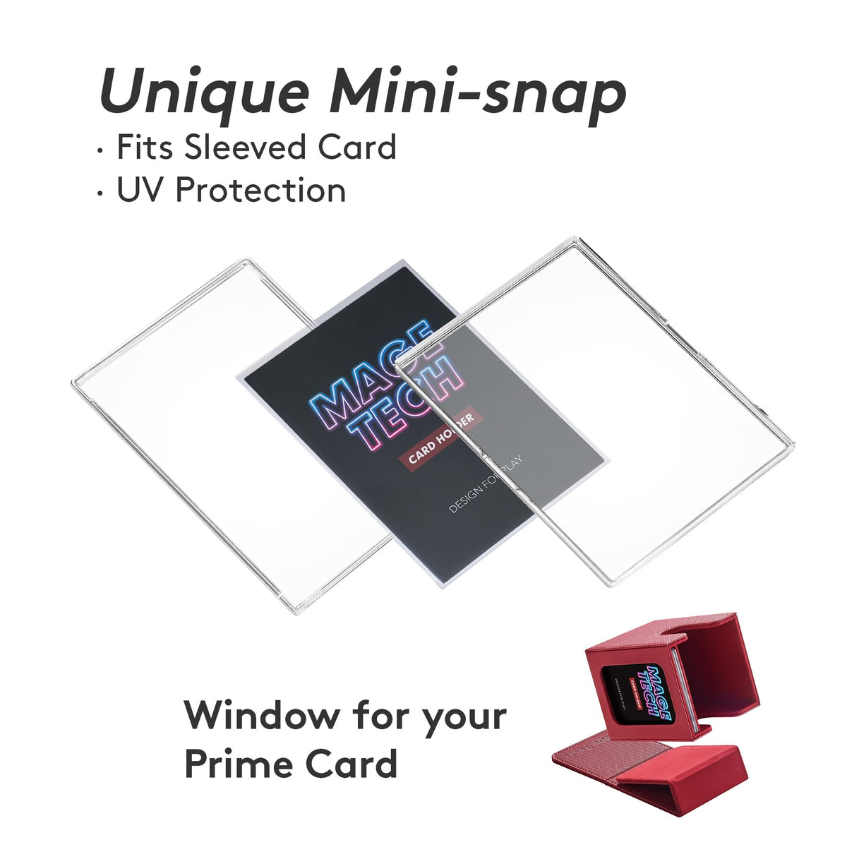 Mage Tech Commander Deck Box Lite - Display Window, Removable Lid, 100+ Sleeved Cards (Red)