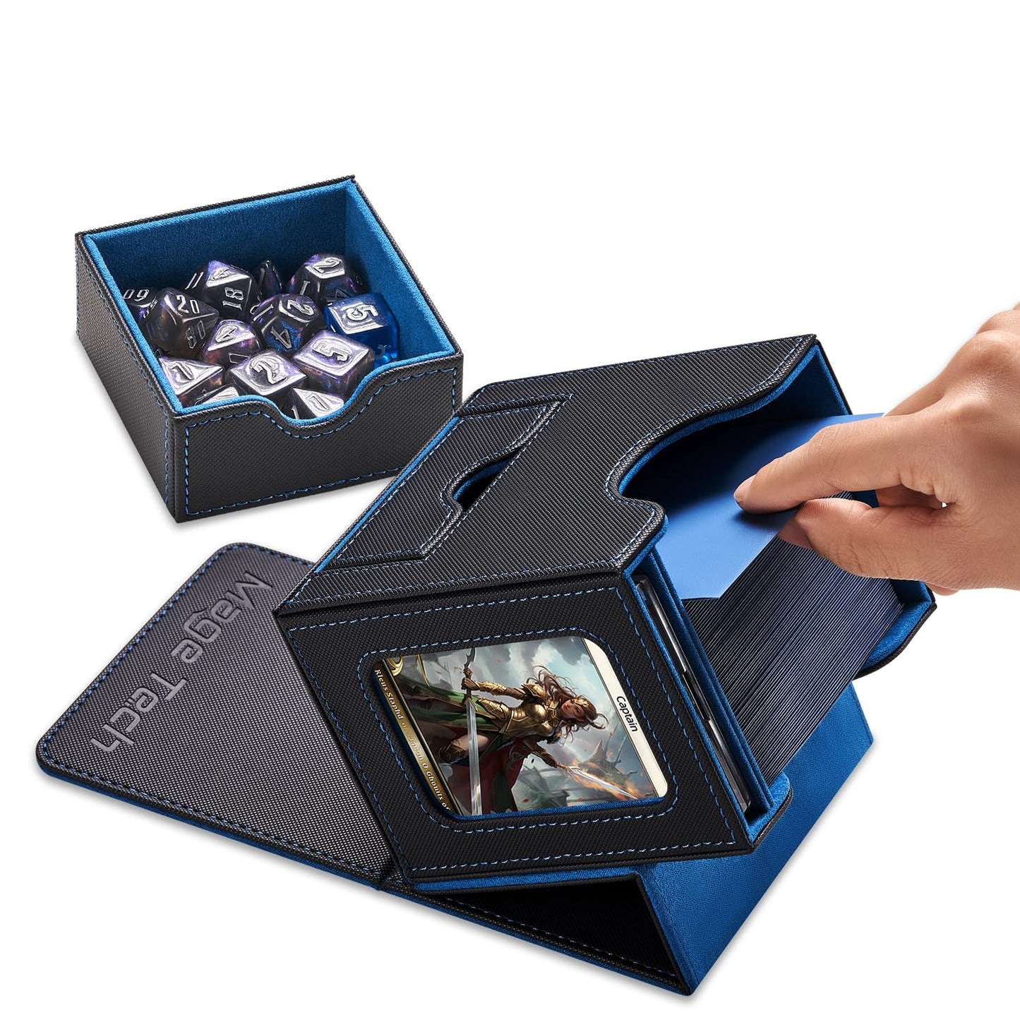 Mage Tech Card Deck Box for MTG Commander – Patented Design, 100 Card Capacity, Commander Display