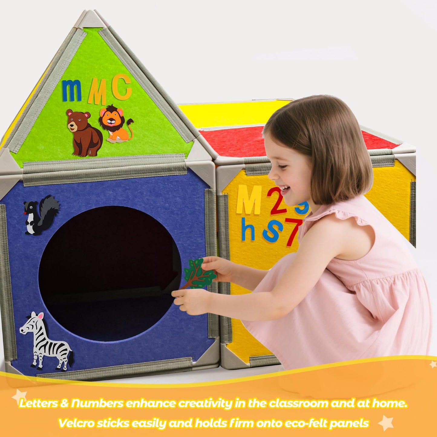 MageForts Magnetic Fort Building Panels – 16 Premium Felt Panels with Alphabet, Numbers & Animal Stickers